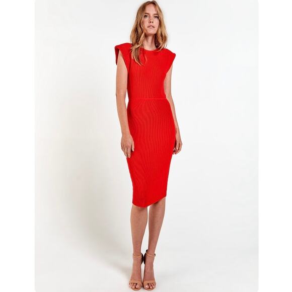 AS by DF Ava Rib Knit Shoulder Pad Midi Dress - Picture 12 of 12